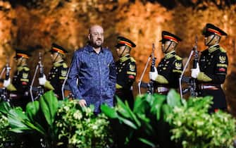 epa10306826 European Council President Charles Michel arrives to attend a Welcoming Dinner of the G20 Leaders' Summit at the Garuda Wisnu Kencana Cultural Park in Bali, Indonesia, 15 November 2022. The 17th Group of Twenty (G20) Heads of State and Government Summit runs from 15 to 16 November 2022.  EPA/WILLY KURNIAWAN / POOL