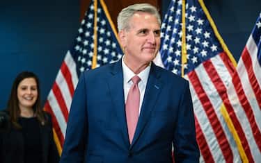 House Minority Leader Kevin McCarthy, R-CA, walks to the podium to speak after he was nominated to be Speaker of the House at the US Capitol in Washington, DC on November 15, 2022. - Top US Republican Kevin McCarthy was chosen Tuesday as his party's leader in the House of Representatives -- putting him in prime position to become Speaker if his camp reclaims control of the chamber as expected. (Photo by Mandel NGAN / AFP) (Photo by MANDEL NGAN/AFP via Getty Images)