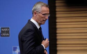 BELGIUM NATO POLAND MISSILE epa10308317 NATO Secretary General Jens Stoltenberg attends a press conference after a NATO ambassador meeting at Alliance headquarters in Brussels, Belgium, 16 November 2022. Ambassadors met after a missile strike killed two people on Poland's eastern border with Ukraine. EPA/OLIVIER HOSLET