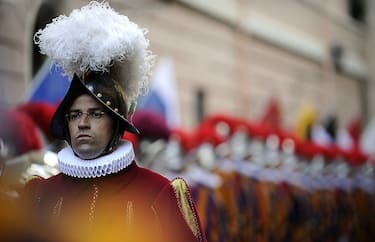 Swiss guard commandant Daniel Anrig stands during a ceremony on May 6, 2010 at The Vatican in memory of the Swiss guards who died during the sack of Rome. The Swiss guards protected Pope Clement VII at castel San Angelo during the sack of Rome on May 6, 1527. AFP PHOTO / POOL / FILIPPO MONTEFORTE (Photo credit should read FILIPPO MONTEFORTE/AFP via Getty Images)