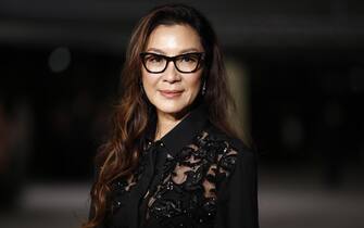 epa10246356 Michelle Yeoh poses on the red carpet prior to the Second Annual Academy Museum Gala at the Academy Museum in Los Angeles, California, USA, 15 October 2022.  EPA/CAROLINE BREHMAN