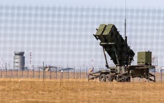 US Patriot Missile launchers installed at Rzeszow-Jasionka Airport, in Rzeszow, south-eastern Poland, just 50 miles from Ukraine, on March 27, 2022. Photo by Jakub Kofluk / Fotonews/Newspix/ABACAPRESS.COM