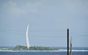 Handout photo dated October 25, 2012 of a Patriot Advanced Capability 3 (PAC-3) interceptor missile is launched from Omelek Island, Republic of the Marshall Islands, during a Missile Defense Agency integrated flight test. The United States is finalising plans to send its sophisticated Patriot air defence system to Ukraine following an urgent request from Kyiv, which wants more robust weapons to shoot down Russian missiles and drones that have devastated the country’s energy infrastructure and left millions without heating in the bitter cold of winter. Washington could announce a decision on the Patriot as soon as Thursday, according to US government officials. Photo by U.S. Navy via ABACAPRESS.COM