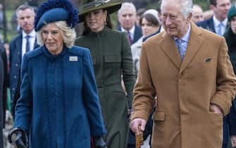 King Charles and Camilla The Queen Consort accompanied by the Prince and Princess of Wales, Princess Anne, Admiral Tim Laurence The Earl and Countess of Wessex plus other members of the royal family attended Christmas service at Sandringham church Princess Eugenie Zara and Mike Tindall. King Charles and Camilla The Queen Consort. 

Material must be credited "News Licensing" unless otherwise agreed. 100% surcharge if not credited. Online rights need to be cleared separately. Strictly one time use only subject to agreement with News Licensing