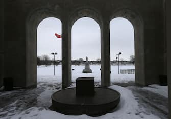FORT ERIE, ON- FEBRUARY 11  -  The Peace Bridge crosses the Niagara River between Fort Erie, Ontario, Canada to Buffalo, New York, USA. The bridge might be the site of a Freedom Convoy protest on Saurday in Fort Erie. February 11, 2022.        (Steve Russell/Toronto Star via Getty Images)