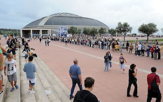 BARCELONA, SPAIN - OCTOBER 7:   A general view outside Palau Sant Jordi stadium before the Los Angeles Lakers play against the Regal F.C. Barcelona at Palau Sant Jordi stadium on October 7, 2010 in Barcelona, Spain. NOTE TO USER: User expressly acknowledges and agrees that, by downloading and/or using this Photograph, user is consenting to the terms and conditions of the Getty Images License Agreement. Mandatory Copyright Notice: Copyright 2010 NBAE (Photo by Andrew D. Bernstein/NBAE via Getty Images)