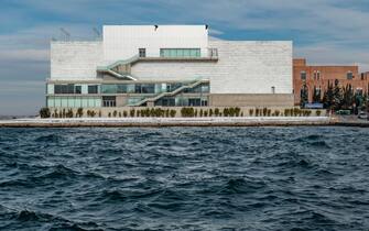 The second building M2 of Thessaloniki Concert Hall designed by the Japanese architect Arata Isozaki. Thessaloniki, Greece (Photo by Nicolas Economou/NurPhoto via Getty Images)