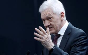 epa06762552 A handout photo made available by the TASS Host Agency shows Volga Group Founder Gennady Timchenko (L) attends the Russia-France business dialogue as part of the St. Petersburg International Economic Forum (SPIEF 2018) in St. Petersburg, Russia, 25 May 2018. SPIEF 2018 runs from 24 to 26 May.   HANDOUT EDITORIAL USE ONLY/NO SALES