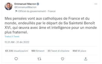 Il messaggio per Ratzinger di Emmanuel Macron