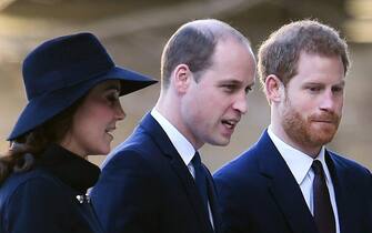 (L-R)  Catherine, The Duchess of Cambridge, William Duke of Cambridge and Prince Harry arrive at St. Paul's Cathedral in London, Britain, 14 December 2017. ANSA/ANDY RAIN