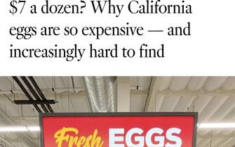 Il Golden State è alle prese con le conseguenze dell’epidemia di influenza aviaria. Il costo di una dozzina di uova grandi è balzato a 7,37 dollari