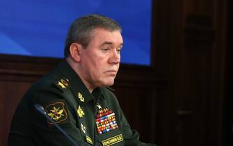 Chief of the Russian General Staff Valery Gerasimov attends an expanded meeting of the Russian Defence Ministry Board at the National Defence Control Centre in Moscow, on December 21, 2022. (Photo by Mikhail Kireyev / Sputnik / AFP) (Photo by MIKHAIL KIREYEV/Sputnik/AFP via Getty Images)