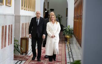 La presidente del Consiglio Giorgia Meloni incontra il presidente della Repubblica algerina democratica e popolare, Abdelmadjid Tebboune, 23 gennaio 2023. ANSA/FILIPPO ATTILI/US PALAZZO CHIGI +++ NO SALES, EDITORIAL USE ONLY +++ NPK +++