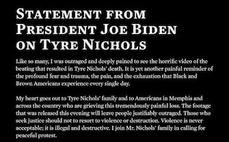 Usa Weekly News, Joe Biden on Tire Nichols: “Violence is destructive and against the law”
