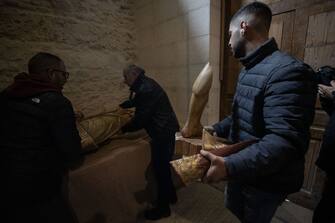 1246739987 JERUSALEM - FEBRUARY 02: A view of damage after an American tourist attacked and toppled a statue of Jesus in the Church of the Flagellation on the Via Dolorosa in the Old City of Jerusalem on February 02, 2023. (Photo by Mostafa Alkharouf/Anadolu Agency via Getty Images)