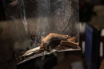 1246740193 JERUSALEM - FEBRUARY 02: A view of damage after an American tourist attacked and toppled a statue of Jesus in the Church of the Flagellation on the Via Dolorosa in the Old City of Jerusalem on February 02, 2023. (Photo by Mostafa Alkharouf/Anadolu Agency via Getty Images)
