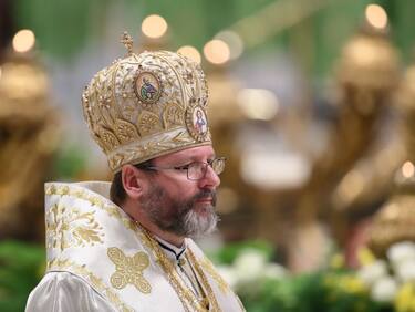 Vatican Basilica. Pope Francis celebrates the Holy Mass for the closing of the XV Ordinary General Assembly of the Synod of Bishops dedicated to 'Youth, faith and vocational discernment'. In the picture The Major Archbishop Sviatoslav Shevchuk. Vatican City, October 28th, 2018 (Photo by Grzegorz Galazka/Archivio Grzegorz Galazka/Mondadori Portfolio via Getty Images)