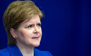 EDINBURGH, SCOTLAND - FEBRUARY 6: First Minister of Scotland Nicola Sturgeon answers questions on Scottish Government issues, during a press conference at St Andrews House on Monday February 6, 2023 in Edinburgh, Scotland. (Photo by Jane Barlow-Pool/Getty Images)