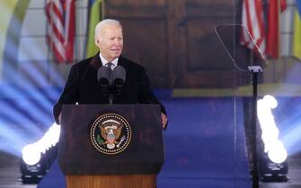 Warsaw, POLAND  - U.S. President Joe Biden delivers a speech to the Polish people outside the Royal Castle in Warsaw, Poland.

Pictured: U.S. President Joe Biden 

BACKGRID USA 21 FEBRUARY 2023 

BYLINE MUST READ: EastNews / BACKGRID

USA: +1 310 798 9111 / usasales@backgrid.com

UK: +44 208 344 2007 / uksales@backgrid.com

*UK Clients - Pictures Containing Children
Please Pixelate Face Prior To Publication*
