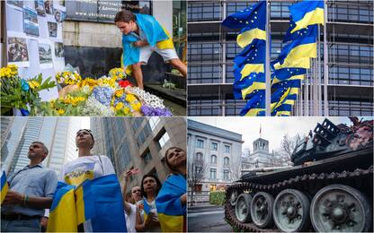 Un anno di guerra in Ucraina, manifestazioni pro-Kiev nel mondo. FOTO