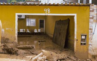 A home damaged from a landslide following heavy rain and flooding in Barra do Sahy, Sao Paulo state, Brazil, on Friday, Feb. 24, 2023. Heavy rains inundated the Sao Paulo coast during the week of Carnival, causing flooding and landslides that left dozens dead and missing.  Photographer: Tuane Fernandes/Bloomberg via Getty Images