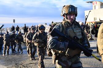 French soldiers take part in a large-scale military exercise called "Orion", in Frontignan, southern France, on February 26, 2023 (Photo by Sylvain THOMAS / AFP) (Photo by SYLVAIN THOMAS/AFP via Getty Images)