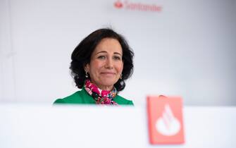 MADRID, SPAIN - FEBRUARY 02: Banco Santander Chairman, Ana Patricia Botin looks on during a news conference to announce the 2022 results at the bank's headquarters in Boadilla del Monte on February 02, 2023 in Madrid, Spain. Banco Santander reported an attributable profit of 9.605 million euros in 2022. (Photo by Pablo Blazquez Dominguez/Getty Images)