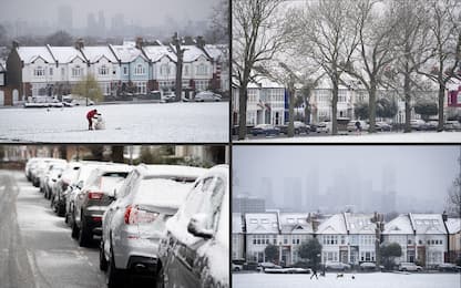 Maltempo nel Regno Unito, neve e gelo artico a Londra. FOTO