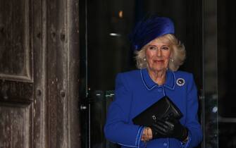 Britain's Camilla, Queen Consort arrives at Westminster Abbey, in London, on March 13, 2023 to attend the Commonwealth Day service ceremony. (Photo by ADRIAN DENNIS / AFP) (Photo by ADRIAN DENNIS/AFP via Getty Images)