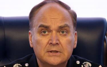 epa06154608 (FILE) - Russian then Deputy Minister of Defense Anatoly Antonov talks to the media during a briefing at the Russian National Defense Management Center in Moscow, Russia, 07 October 2016 (reissued 21 August 2017). According to reports, Russian deputy foreign minister Anatoly Antonov was appointed new Russian ambassador to the USA on 21 August 2017. He is to take over the post on 01 September from outgoing Sergei Kislyak. EPA/MAXIM SHIPENKOV