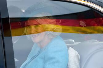 1477785174 SCHOENEFELD, GERMANY - MARCH 29: King Charles III and Camilla - Queen Consort arrive at BER Berlin Brandenburg Airport to start their first state visit to Germany on March 29, 2023 in Schoenefeld, Germany. The King and The Queen Consort's first state visit to Germany is taking place in Berlin, Brandenburg and Hamburg from Wednesday, March 29th, to Friday, March 31st, 2023. The King and Queen Consort's state visit to France, which was scheduled for March 26th - 29th, has been postponed due to ongoing mass strikes and protests. (Photo by Maja Hitij/Getty Images)