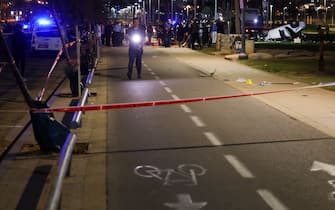 A picture shows the bike path that the car-ramming attack drove on in Tel Aviv on April 7, 2023, that left one man dead and five people wounded.  - The Magen David Adom emergency service said in a statement a man aged about 30 had been declared dead and five others were taken to hospital with moderate injuries after the attack.  Three of them, including a 17-year-old, were moderately injured, while two had light injuries, the rescue service added.  (Photo by AHMAD GHARABLI / AFP) (Photo by AHMAD GHARABLI/AFP via Getty Images)