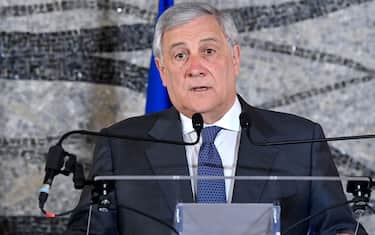 Italian Foreign Minister, Antonio Tajani, during the press conference at the end of his meeting with the Swiss Federal Councillor, Ignazio Cassis, at Farnesina Palace, Rome, Italy, 21 April 2023.    ANSA/RICCARDO ANTIMIANI