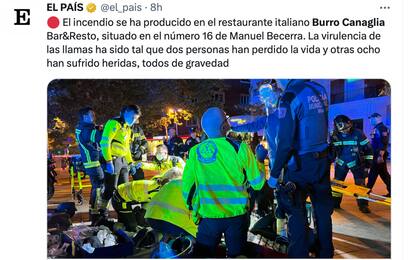 Spagna, incendio in un ristorante italiano a Madrid: due morti