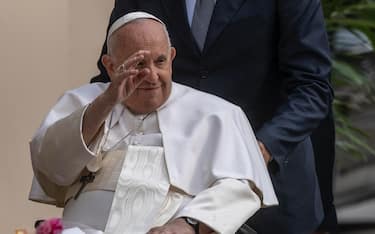 Pope Francis during the meeting with Bishops, Priests, Deacons, Consacrated person, Seminarians and Pastoral workers in St. Stephen's Co-Cathedral, Budapest, Hungary, 28 April 2023. ANSA/LUCA ZENNARO Pope Francis visit Hungary from 28 to 30 April 2023