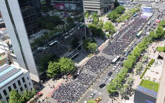 La manifestazione del Primo maggio a Seul, capitale della Corea del Sud