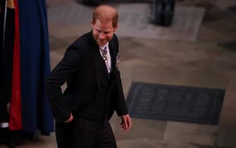 The Duke of Sussex arriving ahead of the coronation of King Charles III and Queen Camilla at Westminster Abbey, London. Picture date: Saturday May 6, 2023.