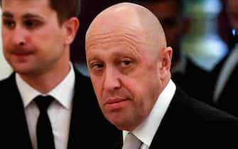 This picture taken on July 4, 2017 shows Russian businessman Yevgeny Prigozhin prior to a meeting with business leaders held by Russian and Chinese presidents at the Kremlin in Moscow.  (Photo by Sergei ILNITSKY / POOL / AFP) (Photo by SERGEI ILNITSKY/POOL/AFP via Getty Images)