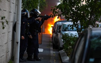 Urban violence breaks out following the death of a 17-year-old youth killed by a police officer during a traffic stop in Nanterre, Paris outskirts, France on the night of 27 June 2023 to 28 June 2023. Photo by Florian Poitout/ABACAPRESS.COM