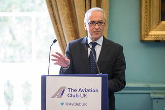 Dimitrios Gerogiannis, chief executive officer of Aegean Airlines SA, speaks during an Aviation Club lunch in London, UK, on ​​Wednesday, Feb. 7, 2018. Aegean, the biggest Greek airline, plans to announce a deal for at least 50 Airbus A320neo or Boeing 737 Max single-aisle jets in next three-to-four weeks, GerogiannisÂ said.  Photographer: Chris Ratcliffe/Bloomberg via Getty Images