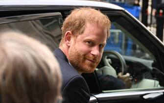 LONDON, ENGLAND - JUNE 07: Prince Harry, Duke of Sussex, arrives to give evidence at the Mirror Group Phone hacking trial at the Rolls Building at High Court on June 7, 2023 in London, England. Prince Harry is one of several claimants in a lawsuit against Mirror Group Newspapers related to allegations of unlawful information gathering in previous decades. (Photo by Leon Neal/Getty Images)