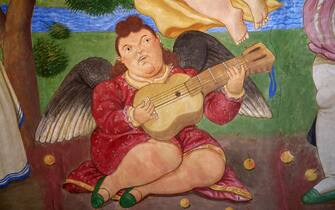 Door of Paradise, painting by Fernando Botero in the Misericordia church at Pietrasanta, Lucca province, Italy