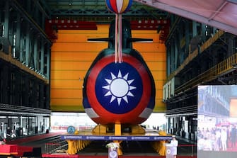 Taiwan presents its first anti-China submarine.  PHOTO