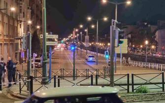 Road blocked at the scene of the shooting in Brussels