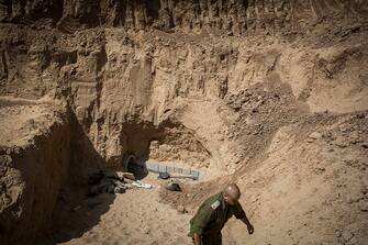 ISRAEL GAZA BORDER, ISRAEL - AUGUST 04: Overview of a tunnel built underground by Hamas militants leading from the Gaza Strip into Southern Israel, seen on August 4, 2014 near the Israeli Gaza border, Israel.  As Operation Protective Edge enters its 28th day, the Israeli mission of demolishing Hamas tunnels comes to a close and ground force returned from Gaza, while Israeli airstrikes in Gaza and Hamas rocket fire to Israeli continues.  Palestinian groups including envoys of Hamas and Islamic Jihad held their first formal meeting in Cairo hoping to secure a durable ceasefire with Israel.  (Photo by Ilia Yefimovich/Getty Images)