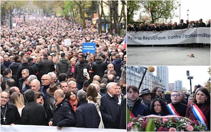 Parigi, corteo contro l’antisemitismo. Macron: “Crimine odioso”