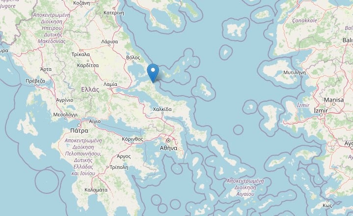 Il terremoto in Grecia nella cartina dell'Ingv