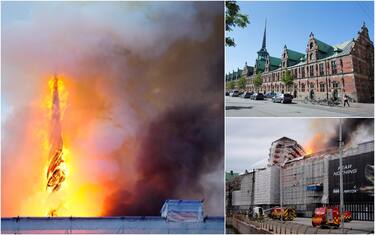 Copenaghen, incendio nell'edificio della Vecchia Borsa. FOTO