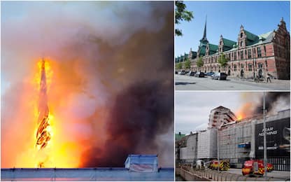 Copenaghen, incendio nell'edificio della Vecchia Borsa. FOTO