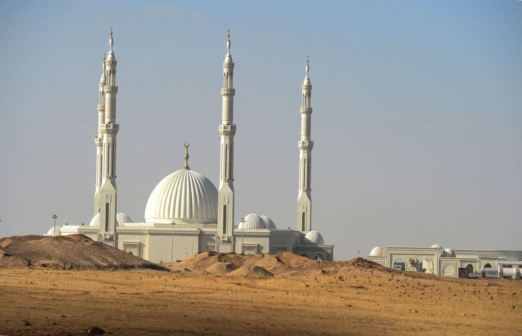 A picture taken on January 3, 2019, shows a general view of the newly-built al-Fattah al-Alim mosque in Egypt's new administrative capital, 45 kilometres east of Cairo. (Photo by Mohamed el-Shahed / AFP) (Photo by MOHAMED EL-SHAHED/AFP via Getty Images)